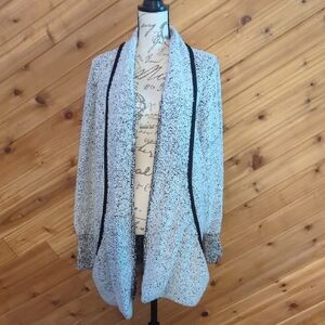 Black and White Open Front Cardigan